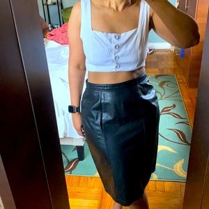 Vintage real leather black skirt.